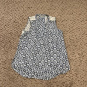 Women's Jolt Blouse Top L White Blue